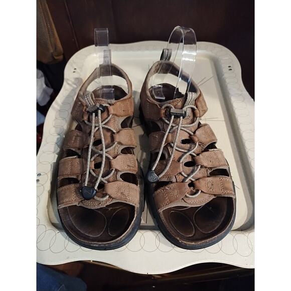 Keen Mens River Sandals Mens 8 M Brown Leather Fabric Cinch Washable Waterproof - Picture 4 of 6